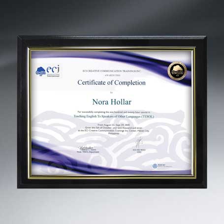 CD120G - Slide-in Certificate Plaque - Ebony Finish for 11" x 8½" Insert, Black