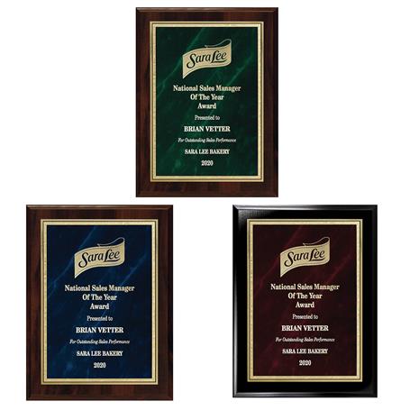 CD414* - Marble Florentine Plate on Ebony Board or Walnut Finished Board