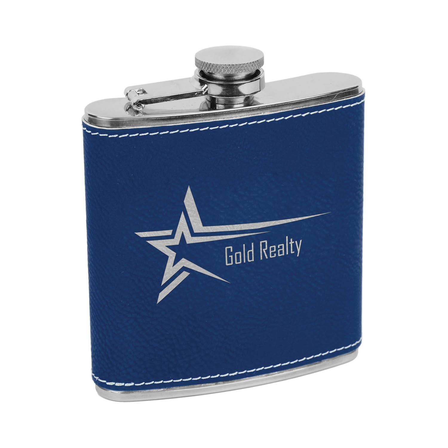 CM286BV - Leatherette Flask, Blue