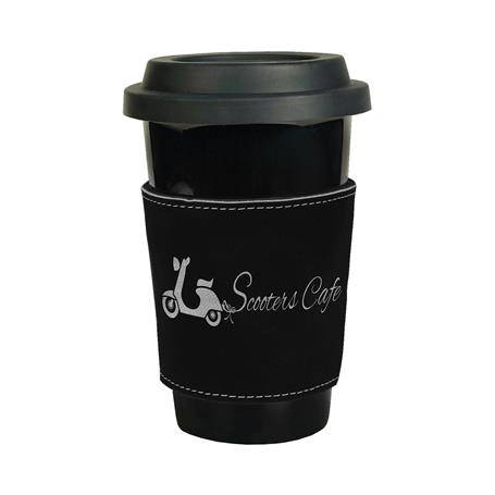 CM287BS - Leatherette Mug Sleeve, Black