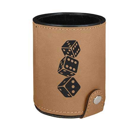 CM370LB - Leatherette Dice Cup Set, Light Brown