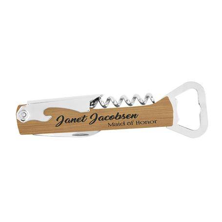 CM376BB - Bottle Opener & Wine Corkscrew, Bamboo