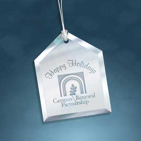 CM459B - Crystal Mirror Beveled House Christmas Ornament