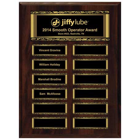 EP1 - Walnut Finish 12-Plt Scroll Border Plaque with Easy Perpetual Plate Release Program