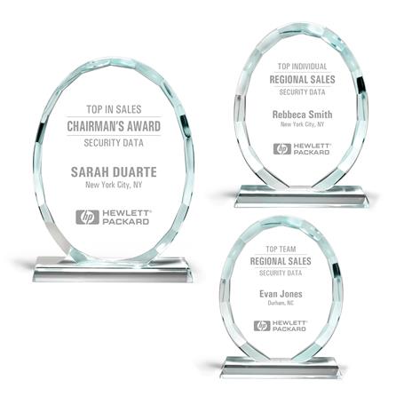 GM614 - Faceted Edge Full Oval Crystal Award