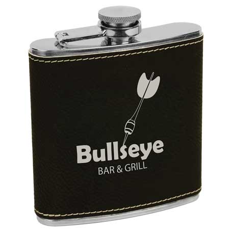 CM286BS - Leatherette Flask, Black