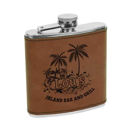 CM286DB - Leatherette Flask, Dark Brown