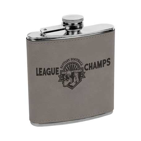 CM286GR - Leatherette Flask, Grey