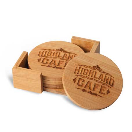 CM466 - Round Bamboo Coaster Set