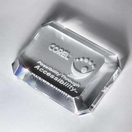 GI32 - Optic Crystal Rectangular Paperweight, Red