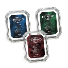 Diamond Carved Octagon Plaque, Blue