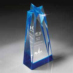 Sculptured Lucite Star - Medium, Blue