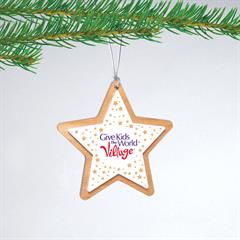 White Acrylic and Alder Wood Star Christmas Ornament