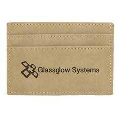 Leatherette Money Clip/Card Holder, Light Brown