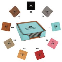 Leatherette Square 6-Coaster Set