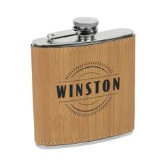 Leatherette Flask, Bamboo