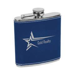 Leatherette Flask, Blue