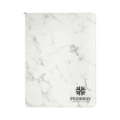 Zipper Leatherette Portfolio, White Marble