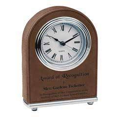 Leatherette Dome Clock, Dark Brown