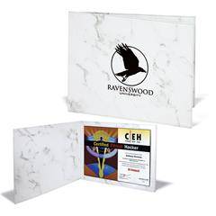 Leatherette Certificate Holder for 8-1/2 x 11, White Marble