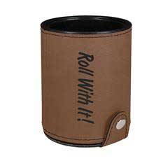 Leatherette Dice Cup Set, Dark Brown