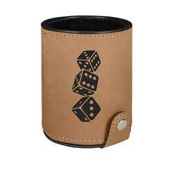 Leatherette Dice Cup Set, Light Brown