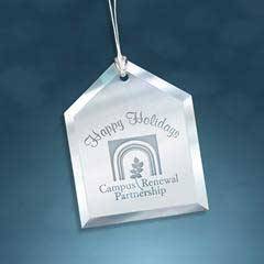 Crystal Mirror Beveled House Christmas Ornament