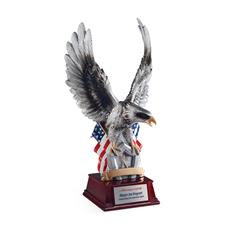 Antique Silver Resin Cast Eagle with American Flag