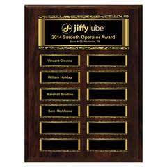 Walnut Finish 12-Plt Magnetic Scroll Border Plaque with Easy Perpetual Plt Release Program