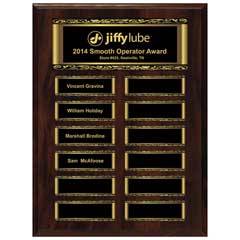 Walnut Finish 12-Plt Scroll Border Plaque with Easy Perpetual Plate Release Program