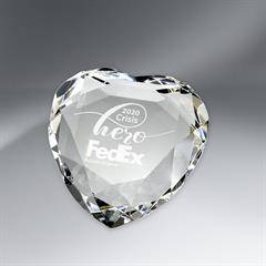 Faceted Crystal Heart Paperweight