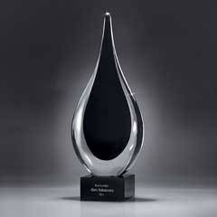 Tear Drop Art Glass on Black Glass Base (Includes Silver Color-Fill on Base Only)