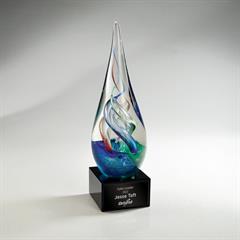 Colorful Art Glass Award on Black Glass Base