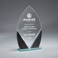 Promo Glass with Mirror and Texture Accent on Clear Base - Large, Black