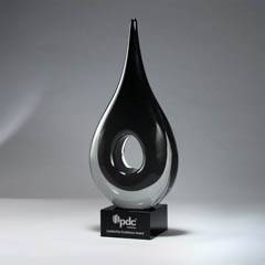 Black Art Glass Tear Drop with Hole