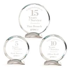 Jade Glass Circle Award on Arched Metal Base