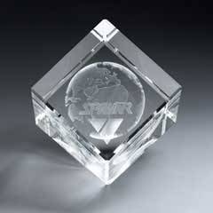 3D Etched Crystal Diamond Cube - Large