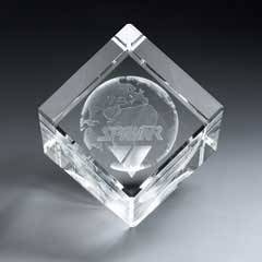 3D Etched Crystal Diamond Cube - XLarge