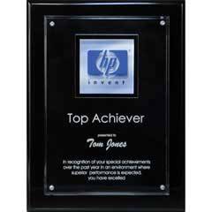 Digi-Color Emblem on Lucite/Ebony Piano Finish Riser Plaque, Black