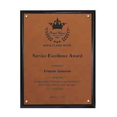 Classic Leatherette on Black Plaque - Small, Rawhide Brown