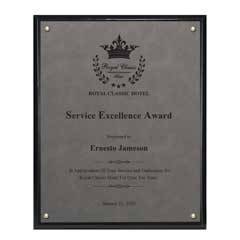 Classic Leatherette on Black Plaque - Medium, Grey