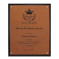 Classic Leatherette on Black Plaque - Medium, Rawhide Brown