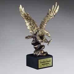 Gold Antique Finish Resin Cast Eagle Landing - Large