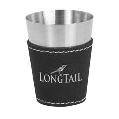 Leatherette on Steel Shot Glass, Black