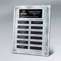 Raised Lucite Silver Swirl 12-Plt Plaque  with Easy Perpetual Plate Release Program