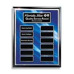 Ebony Finish 12-Plt Layered Blue and Silver Border Plaque  with Easy Perpetual Plate Release Program