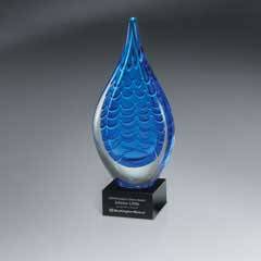 Indigo Stream Art Glass - Medium (Includes Silver Color-Fill on Base Only), Blue