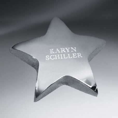 C0556 - Silver Tone Star Paperweight (FREE Setup - Text only)