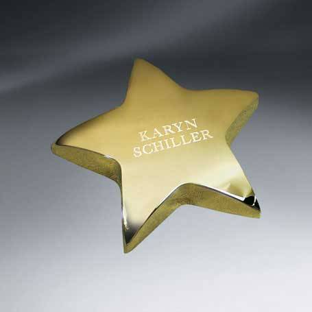 C0557 - Gold Tone Star Paperweight (FREE Setup - Text only)