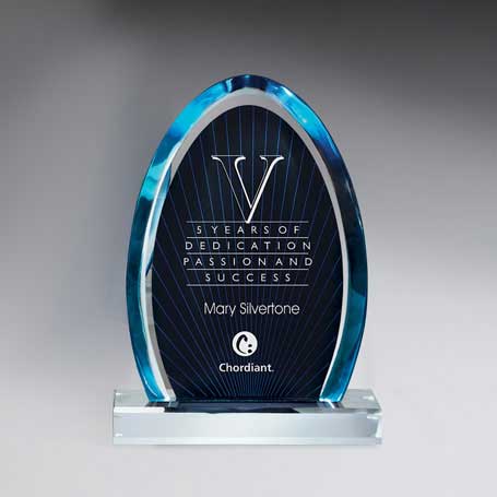 C0614 - Large Blue Dynasty Award with Clear Lucite Base